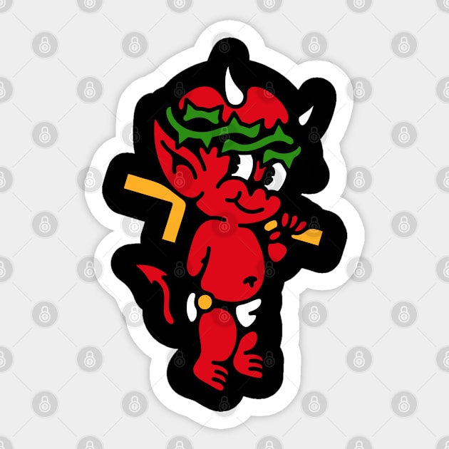 Devil cross Sticker by Bojes Art